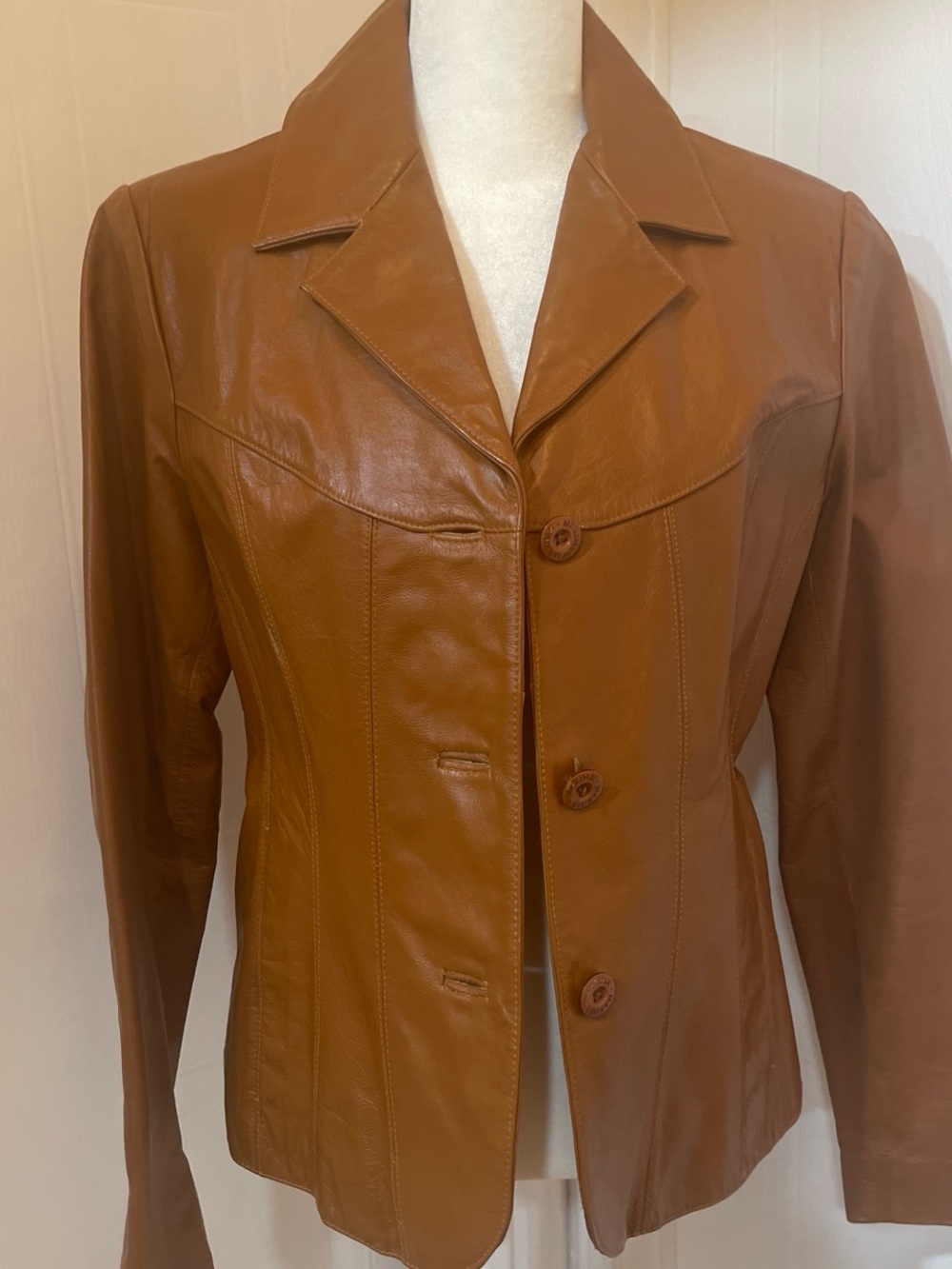 Wilsons Leather Women's Brown Button-Front Leather Jacket